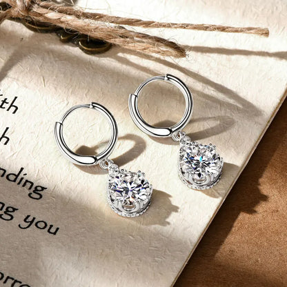 2CT 1CT D Color Moissanite Dangle Drop Earrings for Women 925 Silver Elegant Wedding Engagement Earrings GRA Certificate