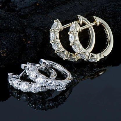 Luxury Moissanite Hoop Earrings 3.5mm 1.0ct 925 Sterling Silver for Women Jewelry Sparking Diamond Wedding Party Earring