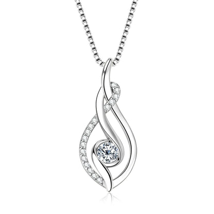Real D0.43CT Moissanite Twist Pendant Infinity Necklace Silver 925 Sterling for Women Jewelry Wedding Party Birthday Gifts