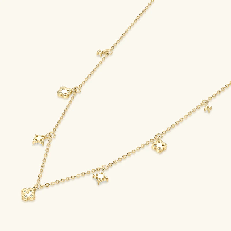 3mm D Moissanite Jewelry Set Clover Flower Pendant Necklace Earrings Bracelet 3 in 1 Sets for Women 925 Silver Charm Gifts