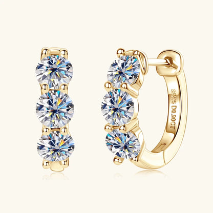 14k Gold Plated Hoop Earrings for Women 3.5mm D Color 925 Sterling Silver Moissanite Diamond Huggie Earring Girls Jewelry