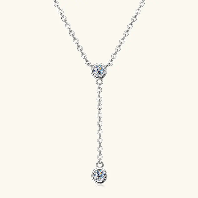 3mm D Color Moissanite Y Shape Long Pendant Necklace for Women Adjustable Chain 100% 925 Silver Jewelry Trendy 2025 Gifts
