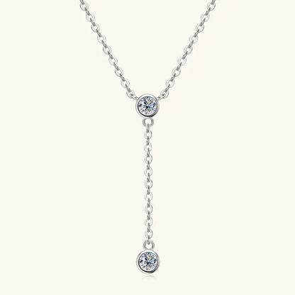3mm D Color Moissanite Y Shape Long Pendant Necklace for Women Adjustable Chain 100% 925 Silver Jewelry Trendy 2025 Gifts