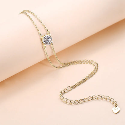 Real 925 Silver Double Chain Bracelet 6.5mm 1.0ct D Color Moissanite Bracelets With GRA Certificate Jewelry for Women Gift