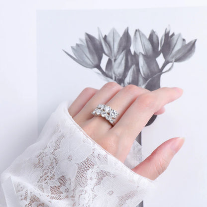3.26cttw Moissanite Wedding Rings Woman Sparkling Diamond Band 10 Stone Engagement Ring 925 Silver Jewelry GRA Certificate