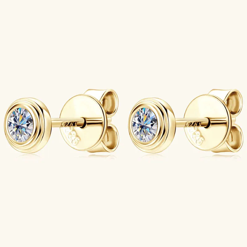 3mm D Color Bezel Moissanite Stud Earrings 925 Sterling Silver Earrings Mini Needle for Couple Women Men Valentine's Gift