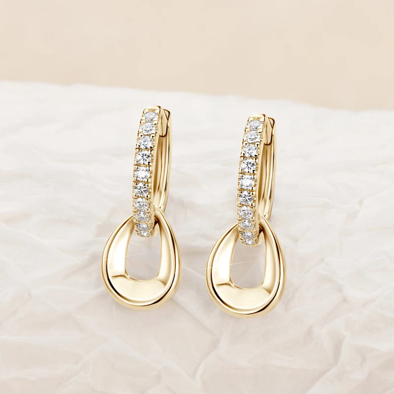D Moissanite Hoops Earrings Silver 925 1.3mm Round Cut Certified Jewelry for Women Detachable Dangle Earring Gifts for her