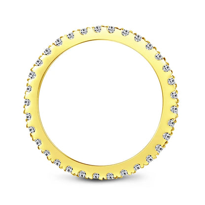 Full Eternity Bridal Ring 1.4mm Simulated Diamond Band Engagement Wedding Ring Sterling Silver 925 Jewelry for Women Men