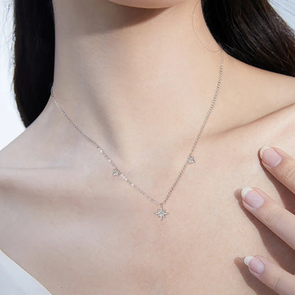 100% 925 Silver Guide Star Pendant Necklace Certified 3mm&2mm Moissanite Charm Jewelry for Women Birthday Anniversary Gift
