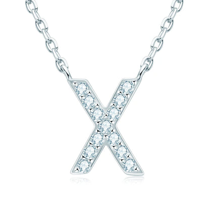 Initial Moissanite 26 Letter Pendant Necklace for Women Men Real Silver 925 Name Pendant Fine Jewelry Valentine's Day Gift