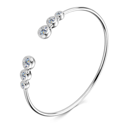 Simple Open Ended Bracelets Cuff Silver 925 D Color Moissanite Bracelet Bangle for Women Luxury Gold Plated Charm Jewelry