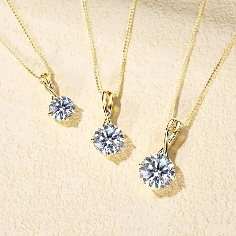 2025 Sparking 1ct 2ct 3ct D Moissanite Pendant Necklace for Women Adjustable 925 Silver Chain Fine Jewelry Valentine's Day Gift