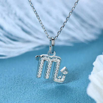 925 Sterling Silver Zodiac Sign 12 Constellation Pendant Micro-Set 1mm Moissanite Necklace Charm For Women Jewelry Birthday Gift