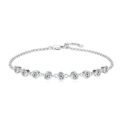 Fashion 925 Sterling Silver Bubble Bracelet 2.5mm D Color Bezel Moissanite Bracelets for Women Birthday Gift Fine Jewelry