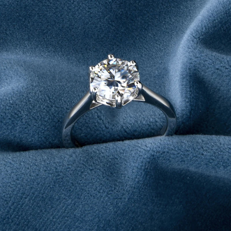 Gold Plated 100% 925 Silver 2-4 Carat Wedding Ring D Color Moissanite Solitaire Promise Rings for Women Engagement Jewelry Gift