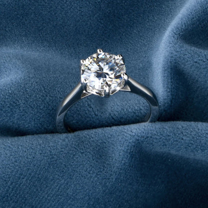 Gold Plated 100% 925 Silver 2-4 Carat Wedding Ring D Color Moissanite Solitaire Promise Rings for Women Engagement Jewelry Gift