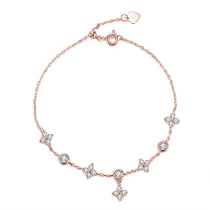 Silver 925 Four Leaf Clover Bracelet Certified D Color Moissanite Bracelets Gold Plated Charm for Women Lucky Jewelry Gift