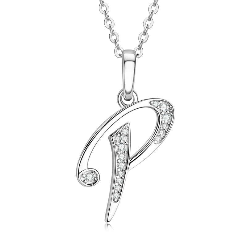 Name Necklace 26 Letter Initial Moissanite Pendant Real Silver 925 for Couples Women Men Valentine's Day Gift Fine Jewelry