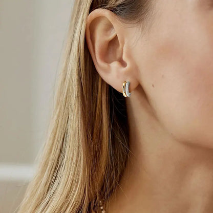 2024 Pave Moissanite Piercing Stud Earrings 925 Silver for Women Gifts Personality Punk C-shaped Earring Double Open Hoops GRA