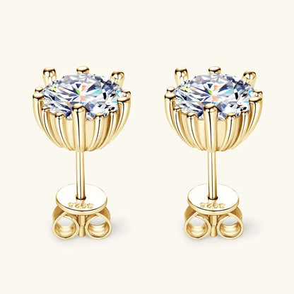 2025 Trendy Stud Earrings Moissanite 2ct 8mm 925 Silver Plated 18k Gold Hypoallergenic Earrings Valentine's Gift for Women