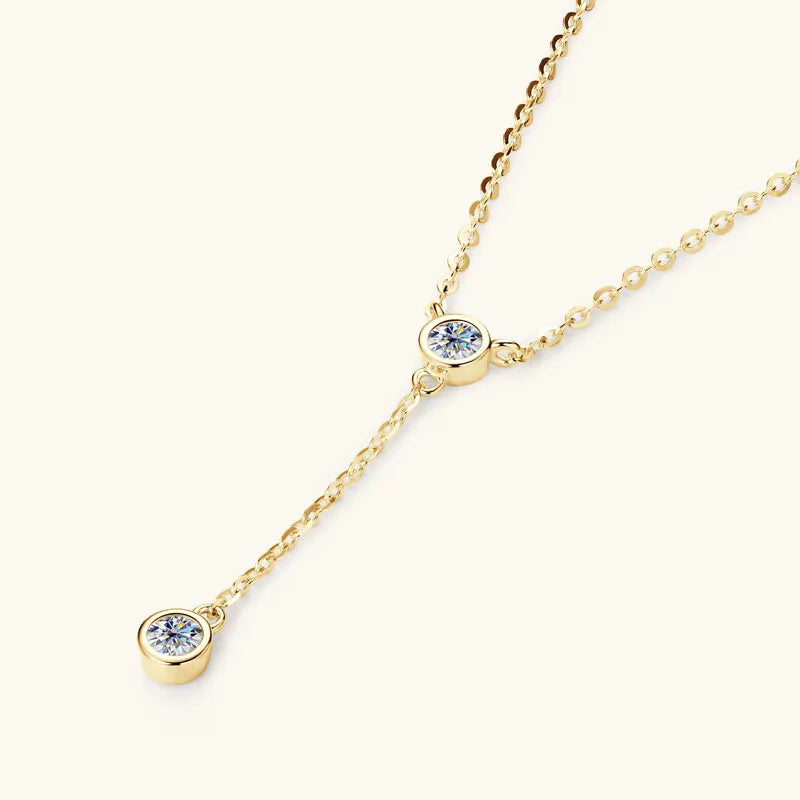 3mm D Color Moissanite Y Shape Long Pendant Necklace for Women Adjustable Chain 100% 925 Silver Jewelry Trendy 2025 Gifts