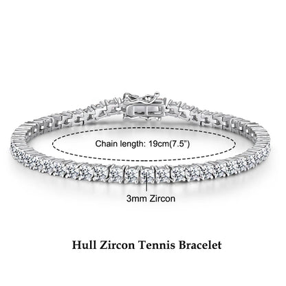 3mm 5mm D VVS1 Moissanite Tennis Bracelet Plated 18k White Gold s925 Sterling Silver Bracelets for Couples Women Man & GRA