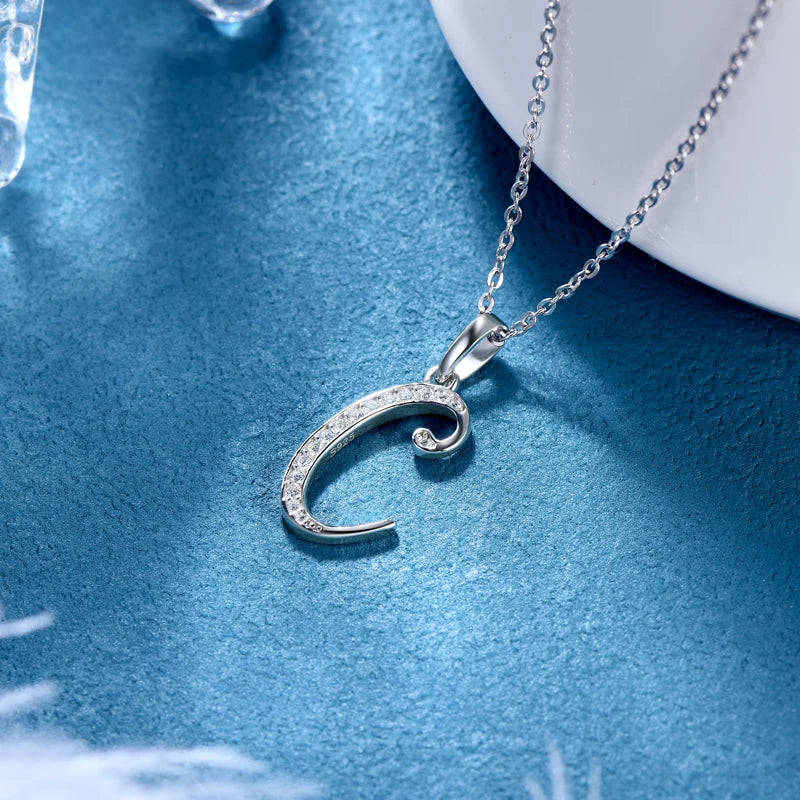 Name Necklace 26 Letter Initial Moissanite Pendant Real Silver 925 for Couples Women Men Valentine's Day Gift Fine Jewelry