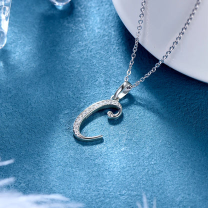 Name Necklace 26 Letter Initial Moissanite Pendant Real Silver 925 for Couples Women Men Valentine's Day Gift Fine Jewelry