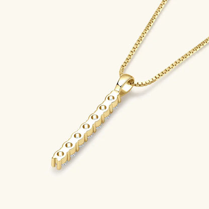 2.8mm 0.56ctw. Moissanite Pendant Necklace for Women 925 Silver Adjustable Chain 7-stone Bar Necklaces Trend Jewelry Gifts