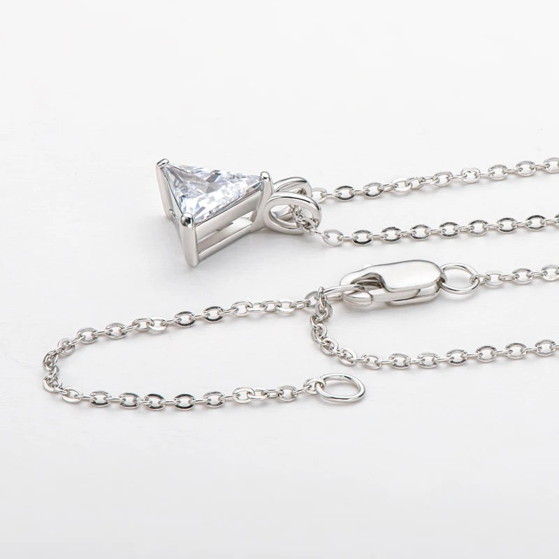 925 Silver Trillion Cut Sona Simulated Diamond Solitaire Pendant Necklace for Women Jewelry Gift Yellow/White Gold Plated