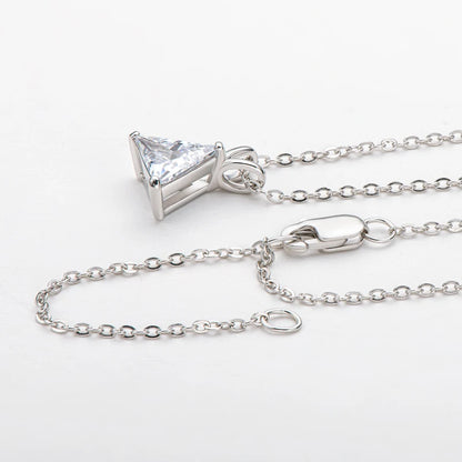 925 Silver Trillion Cut Sona Simulated Diamond Solitaire Pendant Necklace for Women Jewelry Gift Yellow/White Gold Plated