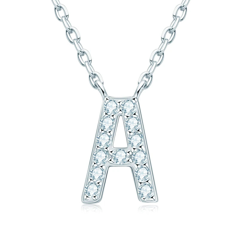 Initial Moissanite 26 Letter Pendant Necklace for Women Men Real Silver 925 Name Pendant Fine Jewelry Valentine's Day Gift