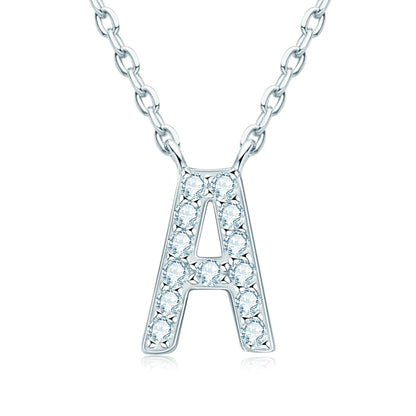 Initial Moissanite 26 Letter Pendant Necklace for Women Men Real Silver 925 Name Pendant Fine Jewelry Valentine's Day Gift
