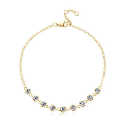 Real 925 Silver Bubble Bracelet 3mm Bezel Round Cut D Color Moissanite Bracelet for Women Jewelry Gifts with Certificate