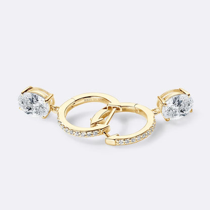 New Hoop Drop Earrings 100% Sterling Silver 925 1.5CT Moissanite D Color Oval Cut Earrings for Women Jewelry Gift Wedding Party