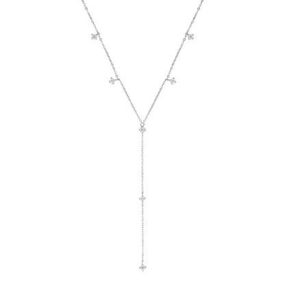 3mm Moissanite Y Chain Necklace 925 Sterling Silver Gold Plated Long Tassel Pendant for Women 2024 Trendy Valentine Gift