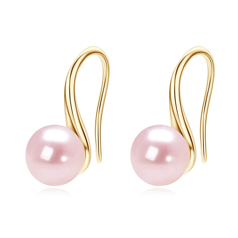 Elegant Pearl Drop Earrings 8-8.5mm Natural Freshwater Pearl Hook Earrings For Women Classic Wedding Jewel 14K Gold Fille