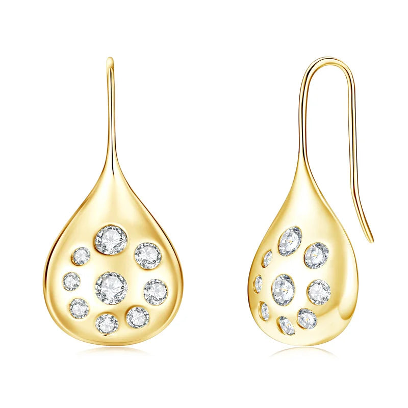 1.6cttw Moissanite Dangle Hook Earrings 925 Silver for Women 2024 Trendy Large Teardrop Earrings Texture Jewelry Gift GRA