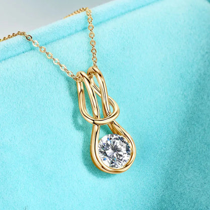 Knot Design 8mm 2ct D Moissanite Pendant Necklace for Women Adjustable 925 Silver Chain 2025 Trendy Charm Jewelry Gifts