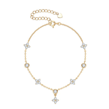 Silver 925 Four Leaf Clover Bracelet Certified D Color Moissanite Bracelets Gold Plated Charm for Women Lucky Jewelry Gift