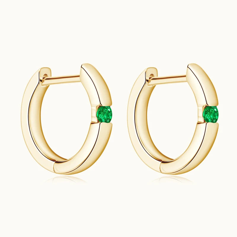 Emerald Cut Gemstone Drop Hoop Earrings for Women 925 Sterling Silver 14K Gold Plated Green Marqusie Round Cut CZ Stud Earrings