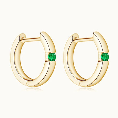 Emerald Cut Gemstone Drop Hoop Earrings for Women 925 Sterling Silver 14K Gold Plated Green Marqusie Round Cut CZ Stud Earrings