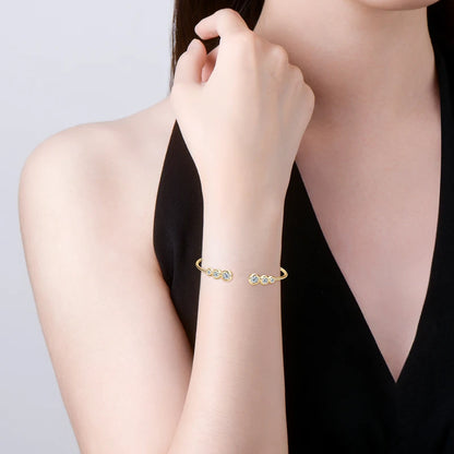Simple Open Ended Bracelets Cuff Silver 925 D Color Moissanite Bracelet Bangle for Women Luxury Gold Plated Charm Jewelry