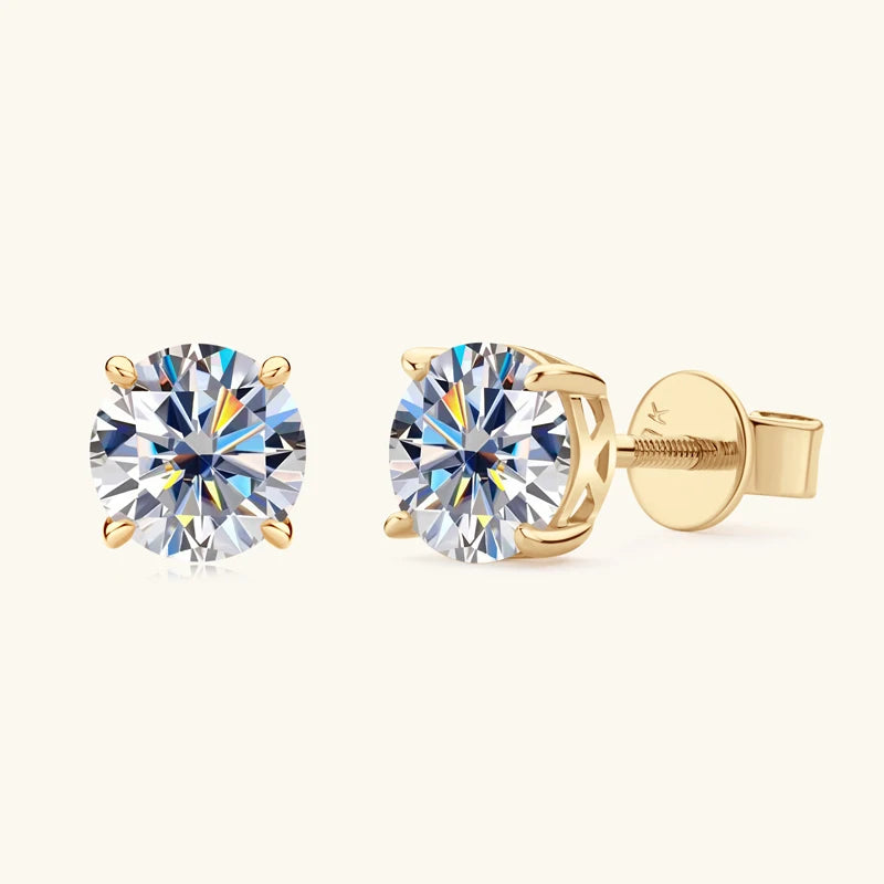 10K Solid Gold Stud Earrings Sparking 6.5mm 6mm 0.8-1CT D-E Moissanite Classic Earrings for Women Men Jewelry GRA Certificate