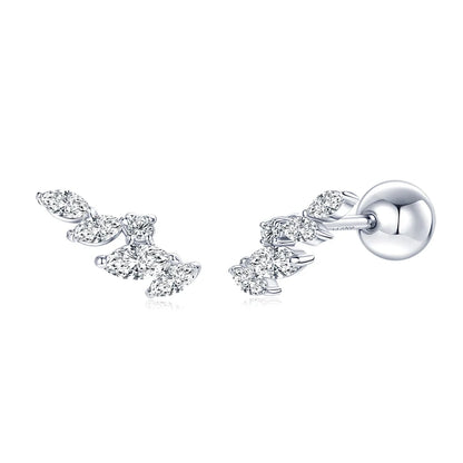 2024 Trendy Leaf-Shaped Stud Earrings Marqusie Cut Moissanite Piercing Earrings 100% 925 Silver for Women GRA Certified Jewelry