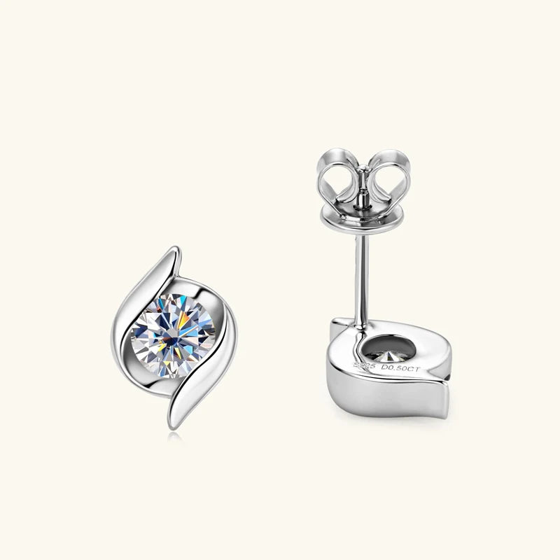 Real 5mm Moissanite Earring 100% 925 Sterling Silver Twist Ear Stud Women's Earrings 2023 Unique New Girls Jewelry Earring