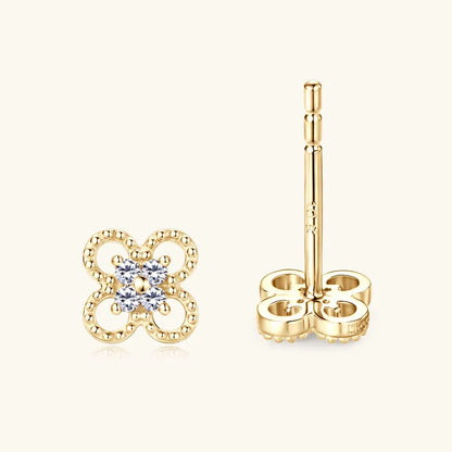 2025 New Solid 10K Gold Clover Flower Moissanite Studs Earrings Mini Piercing Ear Earrings GRA Certified Jewelry for Women Gift