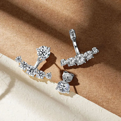 Trendy Dual Use Earrings Jackets 925 Sterling Silver D Color Moissanite Ear Jacket Studs for Women Jewelry Valentine Gifts
