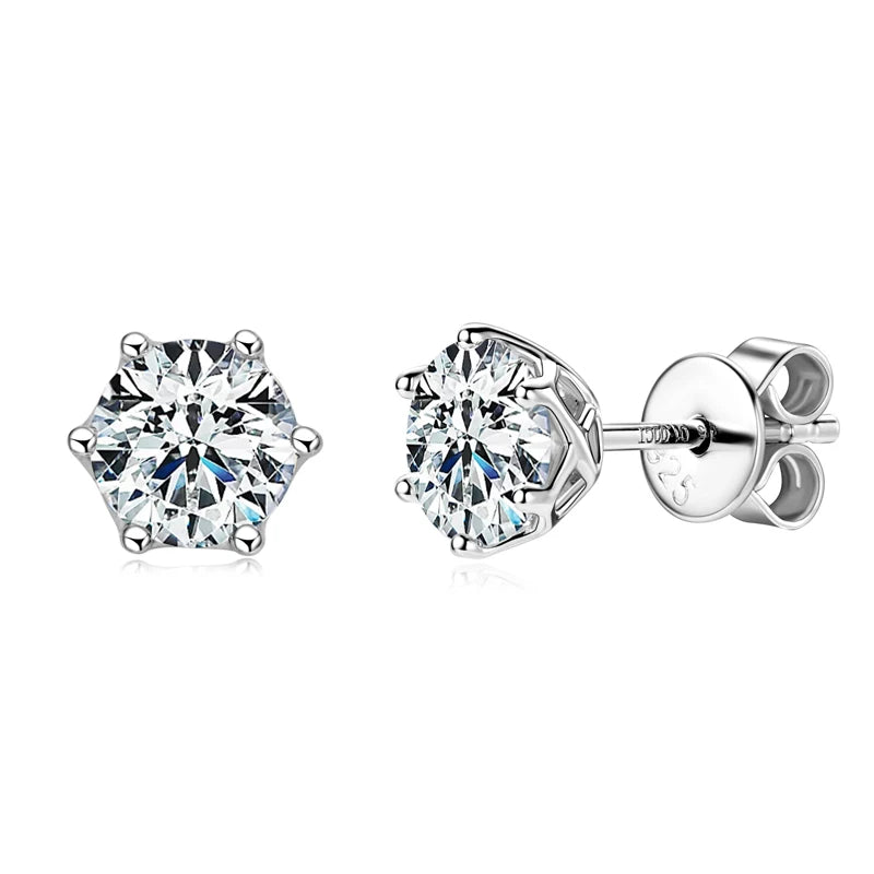 Real 3-6.5mm D Color 2CT Moissanite Diamond Stud Earrings 925 Silver for Women men Piercing Earrings Classic Jewelry Certificate