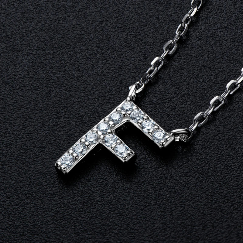 Initial Moissanite 26 Letter Pendant Necklace for Women Men Real Silver 925 Name Pendant Fine Jewelry Valentine's Day Gift